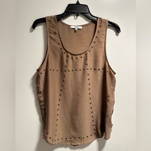 RO&DE brown sleeveless blouse with brass studs